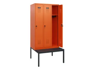locker met bank,HxBxD 1950x900x815mm,3vak,vak B 300mm,draaigrendel - 1