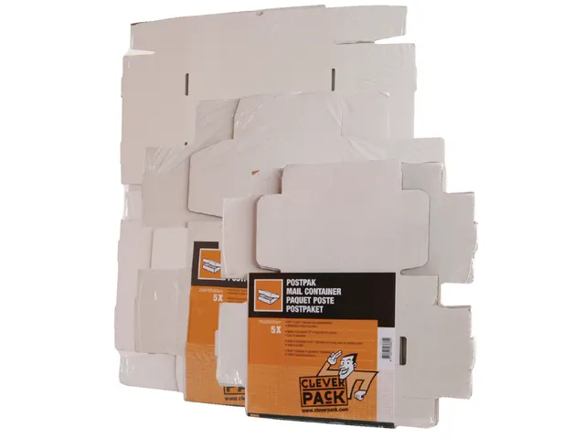 Postpakketdoos CleverPack golfkarton 220x160x90mm wit 5stuks