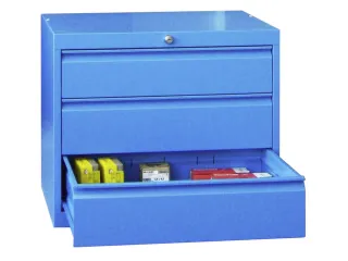 ladekast HxBxD 600x715x600mm 3laden slot RAL7035 front RAL5010 - 1
