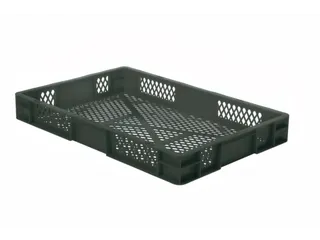 Euronorm-Stapelbak 14.5l 75x 600x 400mm Wanden/Bodem Opengewerkt Grijs - 1