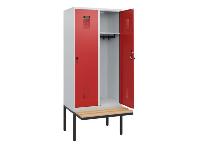 locker met bank,HxBxD 1950x800x815mm,2vak,vak B 400mm,draaigrendel
