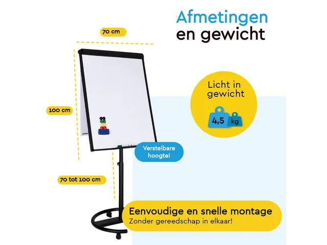 BRASQ Flipover Mobiel Deluxe 70x100cm Magnetisch Zwart met accessoires