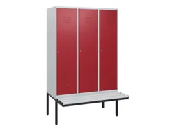 locker met bank,HxBxD 1950x1200x815mm,3vak,vak B 400mm,cil.-slot