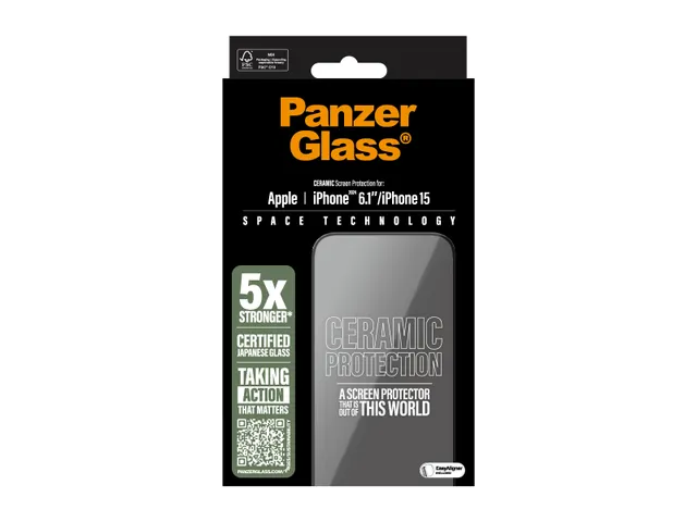 PanzerGlass Ceramic Screen Protector iPhone 16 | 15 | Ultra-Wide Fi
