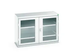 vitrinekast 900x1300x550mm 2xStalen bodem romp RAL7035 front RAL7035