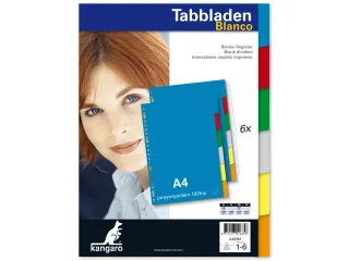 Tabblad Kangaro A4 blanco PP 120 micron assorti 23-gaats 6-delig - 2