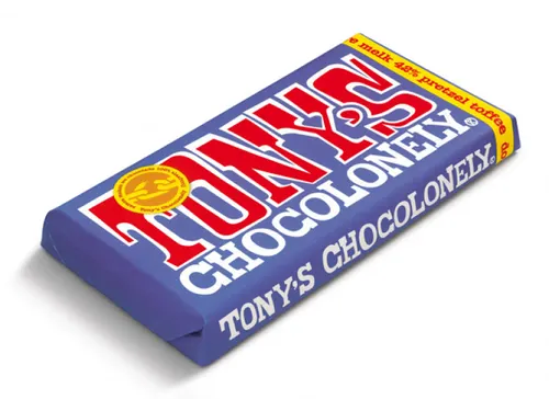 Chocolade Tony's Chocolonely reep 180gr donker melk pretzel toffee