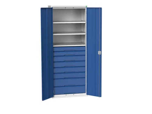 universele kast,HxBxD 2000x800x550mm,3xStalen bodem,8lade(n)