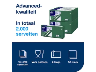 Tork Advanced 18461 servetten 2-laags mos groen 33x33cm 1/4 vouw - 5
