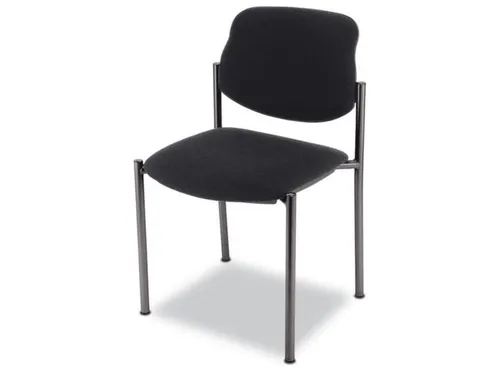 Bezoekersstoel,4Voeten Ronde Buis Zwart,Zitting Stof Zwart