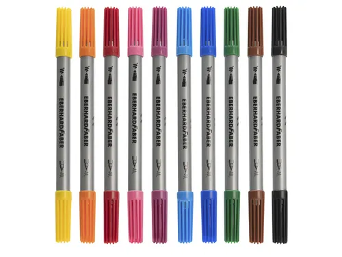 Viltstiften Eberhard Faber duo 0,8+1-3mm assorti etui à 10stuks