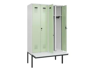 locker met bank,voor scheiding van kleding,HxBxD 2120x1200x815mm,4vak - 1