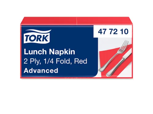 Tork 477210 Lunchservet 33x33cm 2-laags 1/4 vouw 10x200st Rood