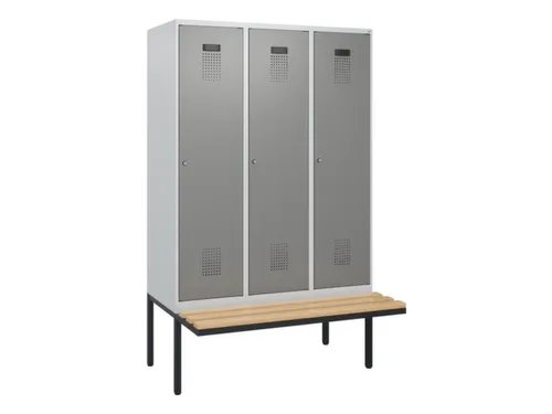 locker met bank,HxBxD 1950x1200x815mm,3vak,vak B 400mm,cilinderslot
