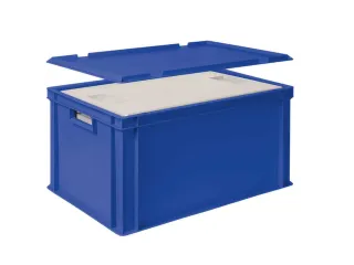Euronorm-stapelbak,m. isoleerbox,HxLxB 320x600x400mm,65/35l,PP,blauw - 2