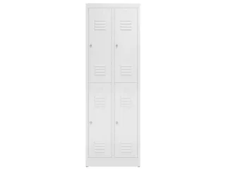 Dubbeldekse garderobekast 1800x590x500mm 2x2vak klink sokkel RAL9003 - 2