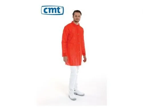 Cmt Pp Non Woven Bezoekersjas Met Drukknopen Rood Maat XL 100 Stuks