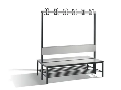 omkleedbank,HxLxD 1710x1500x760mm,HPL zilvergrijs,frame staal RAL7021