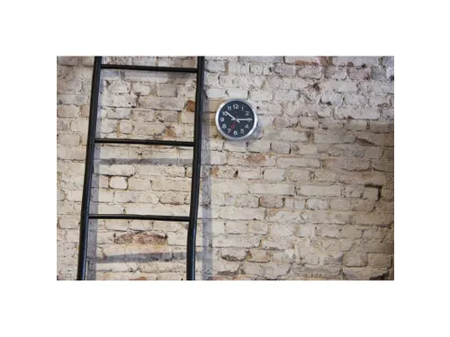 Wandklok NeXtime 'Station' Ø19cm, geborsteld aluminium zwart