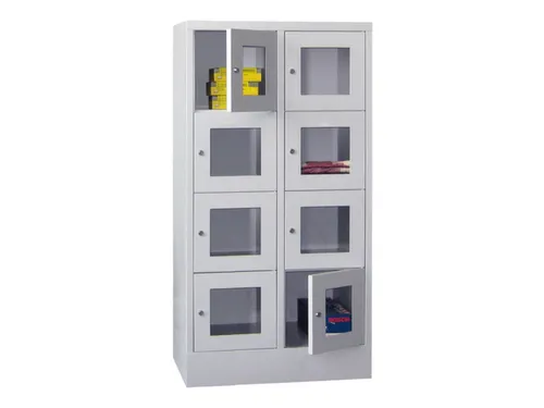lockerkast,HxBxD 1518x800x500mm,2x4vakken,RAL7035,front RAL7035