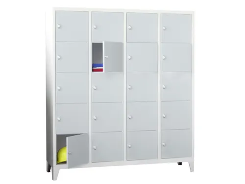 lockerkast,HxBxD 1850x1600x500mm,4x5vakken,RAL7035,front RAL7035