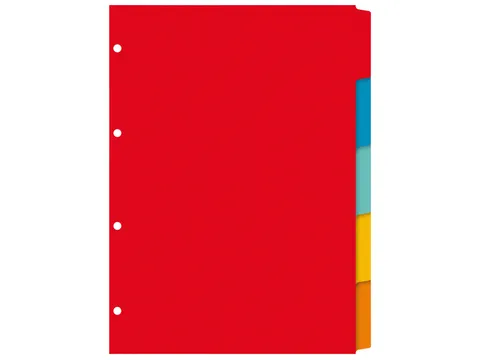 Tabbladen Kangaro A4 4-gaats PE405 5-delig assorti karton