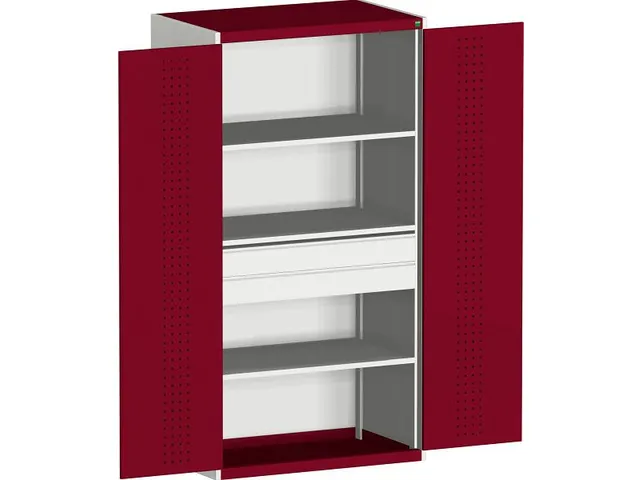 systeemkast 2000x1300x650mm 3xStalen bodem 2laden Ral7035 Ral3004