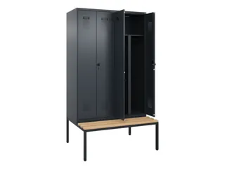 PBM-locker met bank,HxBxD 2120x1200x815mm,4vak,vak B 300mm - 1