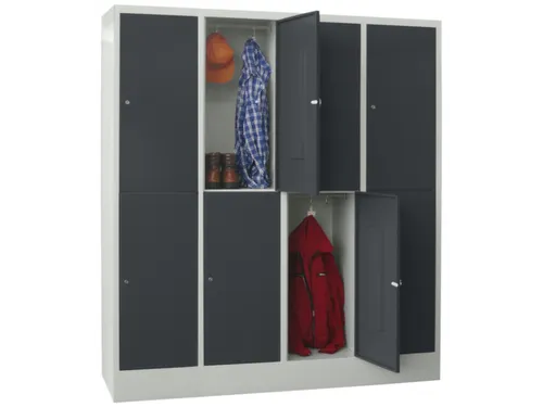 lockerkast,HxBxD 1850x1600x500mm,4x2vakken,RAL7035,front RAL7016