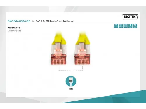 CAT 6 S-FTP patchkabel Cu LSZH AWG 27/7 Lengte 3m 10 stuks Geel