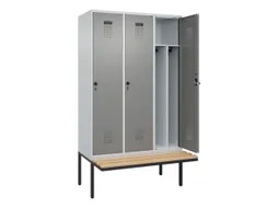 locker met bank,voor scheiding van kleding,HxBxD 2120x1200x815mm,3vak