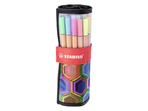 Fineliner STABILO point 88/25 Arty rollerset zwart fijn ass 25st