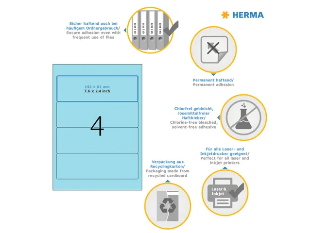 Herma 4298 Rugetiket 192x61mm Blauw permanent klevend 400 stuks