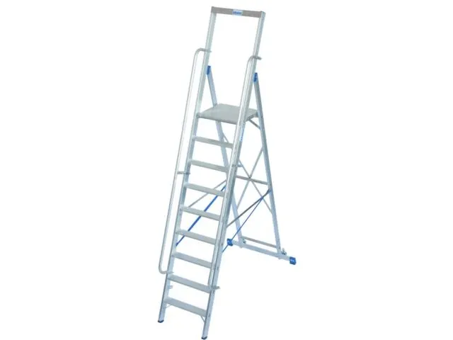 verrijdbare treden-platformladder eenzijdig 9treden stand H 2 1m