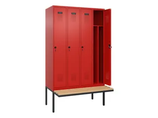 locker met bank,voor scheiding van kleding,HxBxD 2120x1200x815mm,4vak - 1