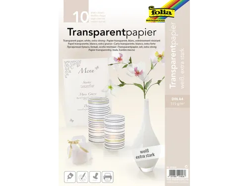 Transparant papier Folia A4 115gr 10 vel wit