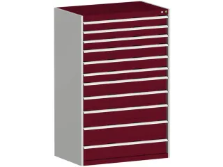 ladekast HxBxD 1600x1050x650mm 11laden RAL7035 front RAL3004 - 2