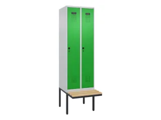 locker met bank,HxBxD 2120x600x815mm,2vak,vak B 300mm,draaigrendel - 3