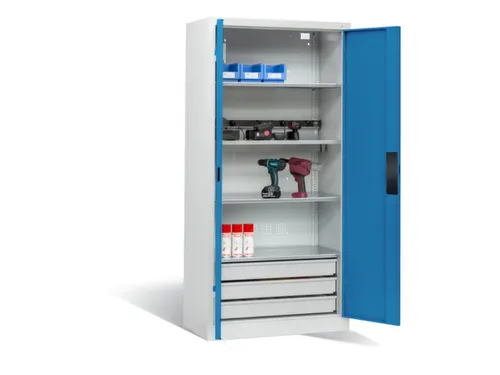 acculaadkast 1950x930x500mm 5stekkerdozen 230V cil.-slot front RAL5012