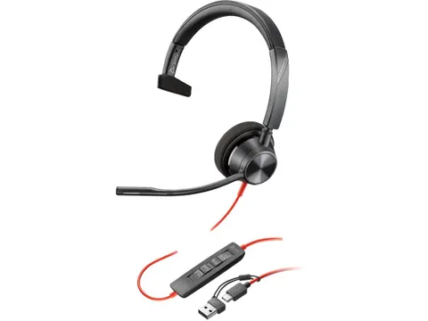 Poly Blackwire 3310 Mono Usb-C/A Headset 8X215AA wired black on-ear