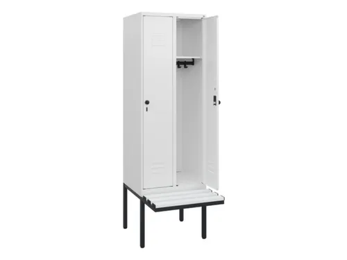 locker met bank,HxBxD 1950x600x815mm,2vak,vak B 300mm,draaigrendel