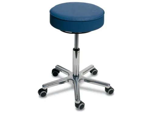 Draaikruk Met Wielen Zitting Kunstleer Blauw 460-590mm Gasveer