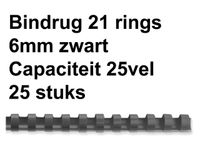 Bindrug Fellowes 6mm 21-rings A4 zwart 25stuks