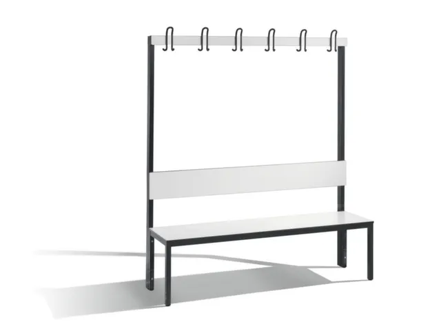 omkleedbank,HxLxD 1650x1500x407mm,HPL wit,frame staal RAL7021