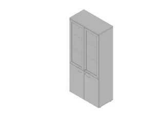 Vitrinekast 2000X900X450Mm Glazen Deuren 4Xhouten Vloer Aluminium Grij - 1