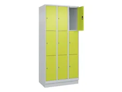 lockerkast,HxBxD 1950x900x500mm,3x3vakken,vak B 300mm,cil.-slot,sokkel