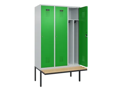 locker met bank,voor scheiding van kleding,HxBxD 2120x1200x815mm,3vak
