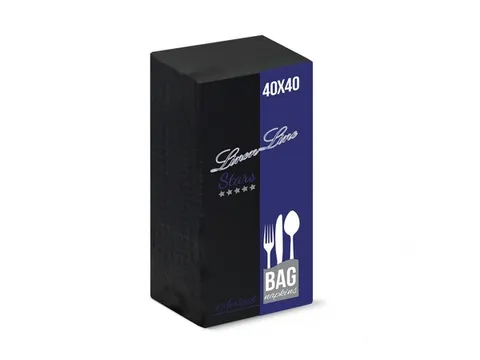 BulkySoft Bestekpochetten Servetten Zwart Airlaid 1laags 40x40cm 1000