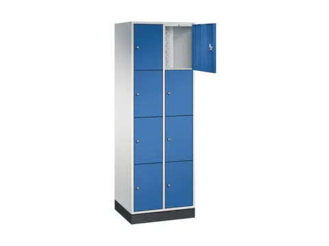 lockerkast,RAL 7035/RAL 5010,HxBxD 1950x620x500mm,2x4vakken,cil.-slot