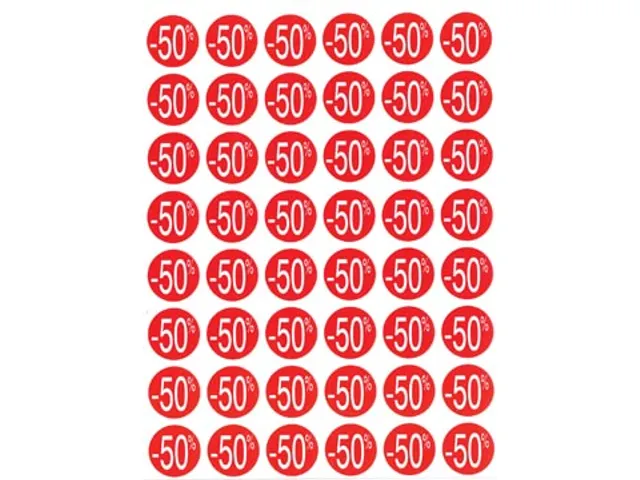 Agipa Kortinglabel -50% rood 192 stuks verwijderbaar